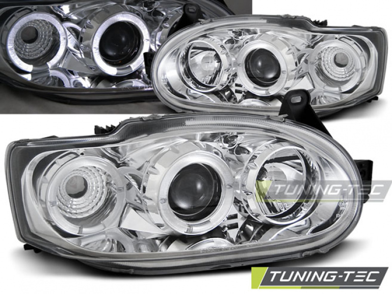 LED Angel Eyes Scheinwerfer für Ford Escort MK7 95-00 chrom